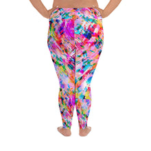 Load image into Gallery viewer, Pink Confetti Watercolor - Curvy Plus Size Leggings