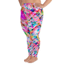 Load image into Gallery viewer, Pink Confetti Watercolor - Curvy Plus Size Leggings