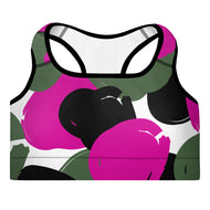 Fuchsia Camo Print - Padded Sports Bra