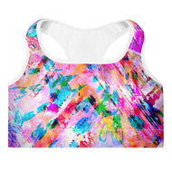 Pink Confetti Watercolor - Padded Sports Bra