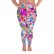 Pink Confetti Watercolor - Curvy Plus Size Leggings